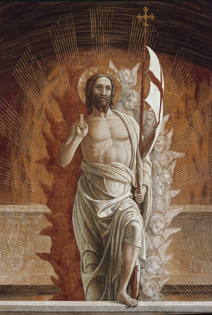 A ressurreição de Jesus Cristo. Detalhe da predela do retábulo de San Zeno (tempera no painel de Andrea Mantegna