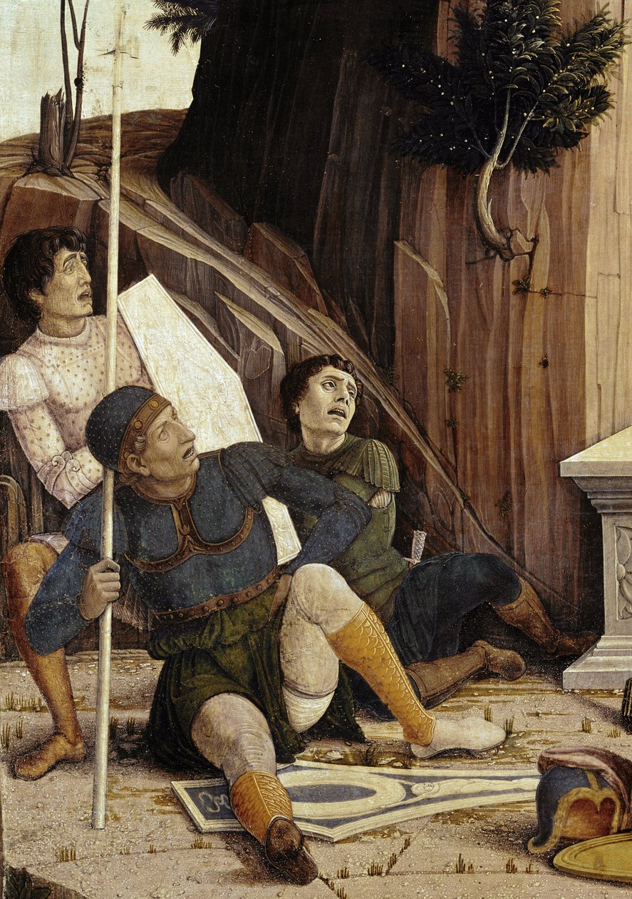 A ressurreição, detalhe da predela do retábulo de San Zeno (tempera no painel de Andrea Mantegna