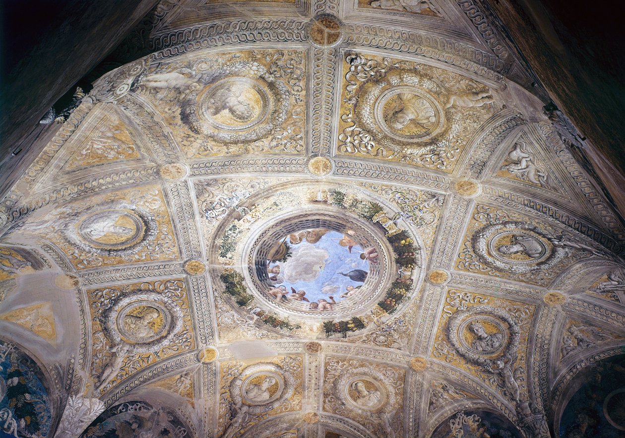 Triunfo de César e Oculus da Câmara Nupcial, c.1473 (fresco) de Andrea Mantegna