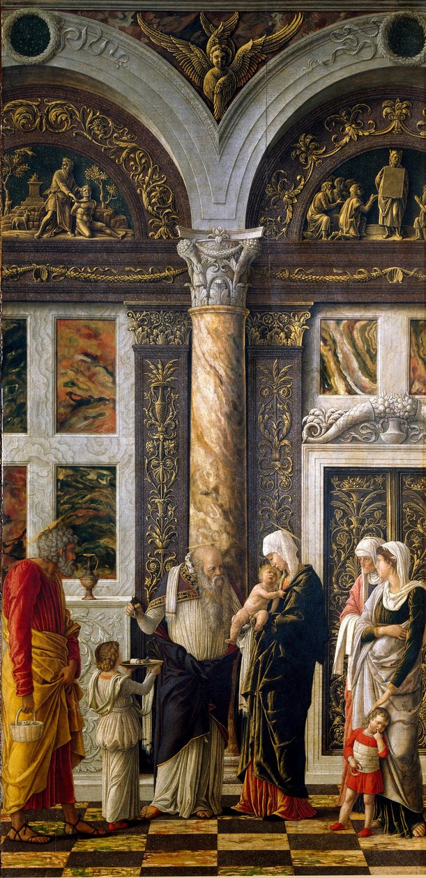 Uffizi polyptic: "circuncisão" parte direita. Detrempe sobre madeira por Andrea Mantegna (1431-1506) 1464-1470. Dim. 86x42,5 cm Florence, Galleria degli Uffizi (Escritórios) de Andrea Mantegna