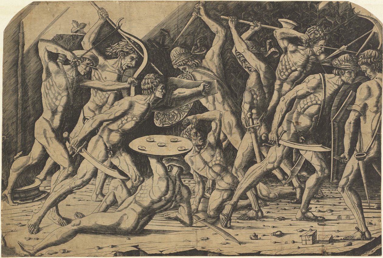 Batalha de Homens Nus de Andrea Mantegna or School after Antonio del Pollaiuolo