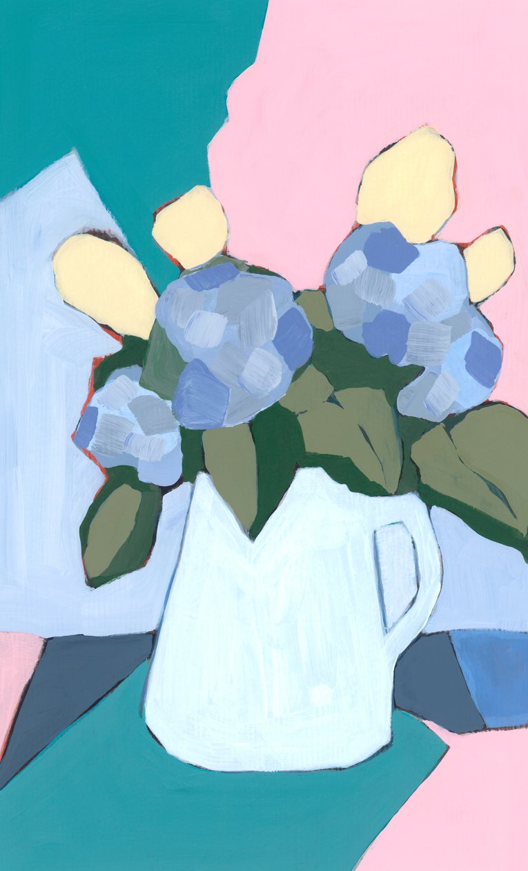 Hydrangeas for mom, 2024 (acrílico sobre papel) de Andrea Mejia