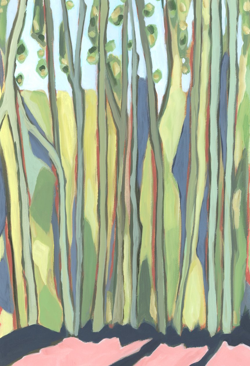 Manhã na floresta, 2024 (acrílico sobre papel) de Andrea Mejia