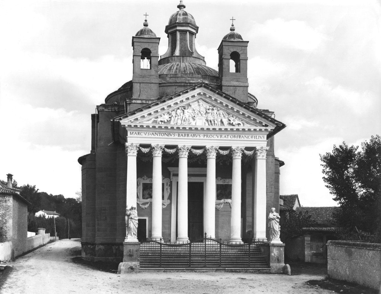 Fachada tempietto da Villa Barbaro, construída em 1580-84 de Andrea Palladio