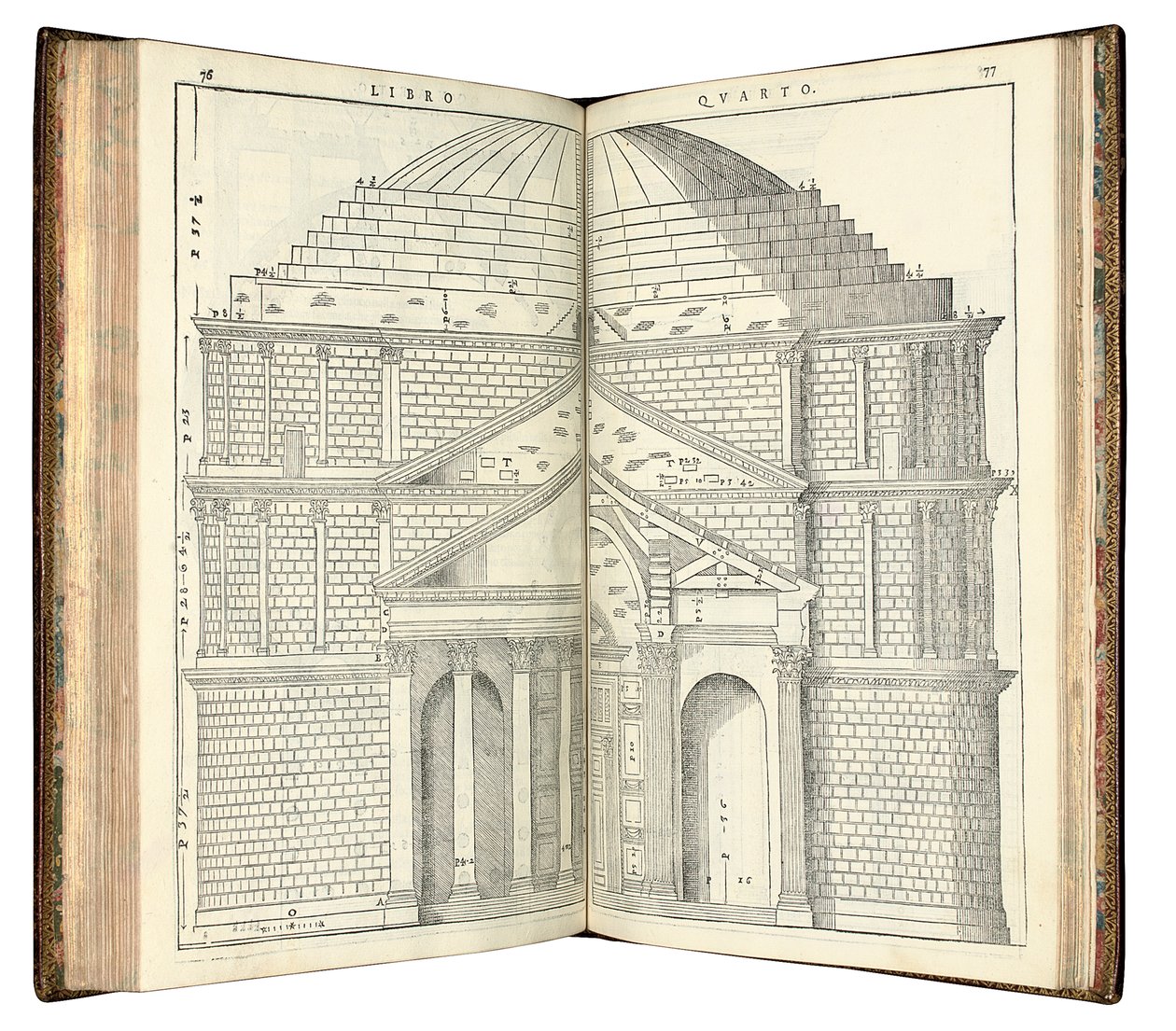 Duas vistas do Panteão, 1570 de Andrea Palladio