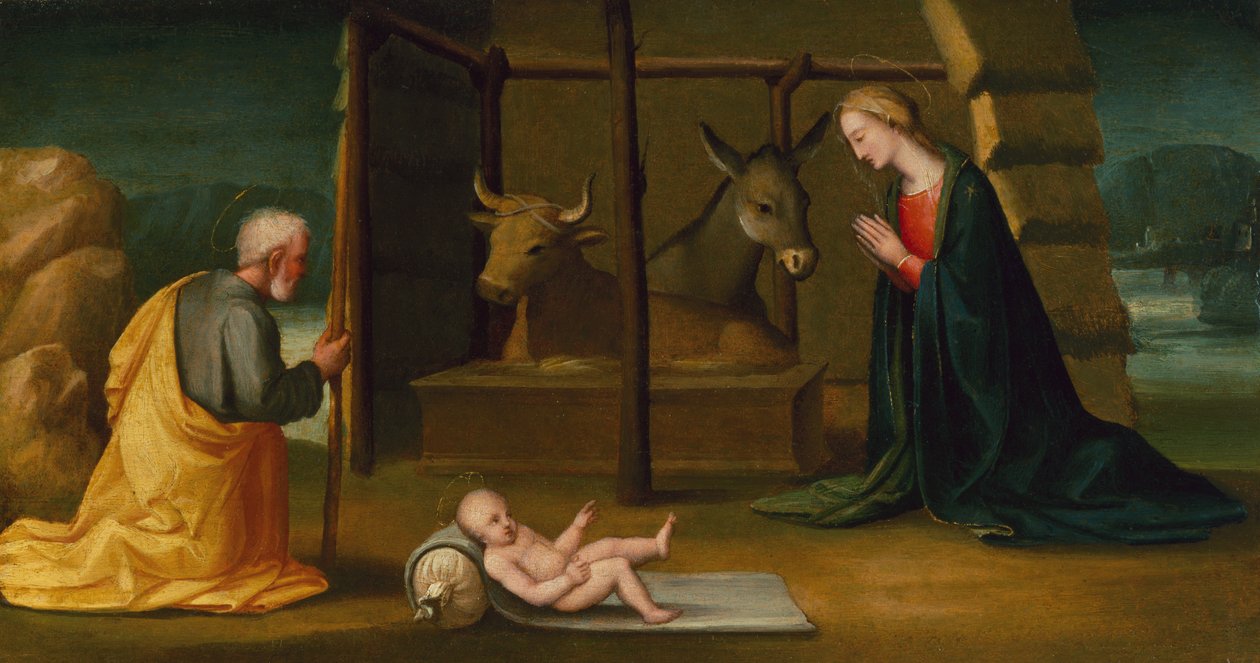 The Nativity, c.1500 (óleo sobre painel) de Andrea Piccinelli