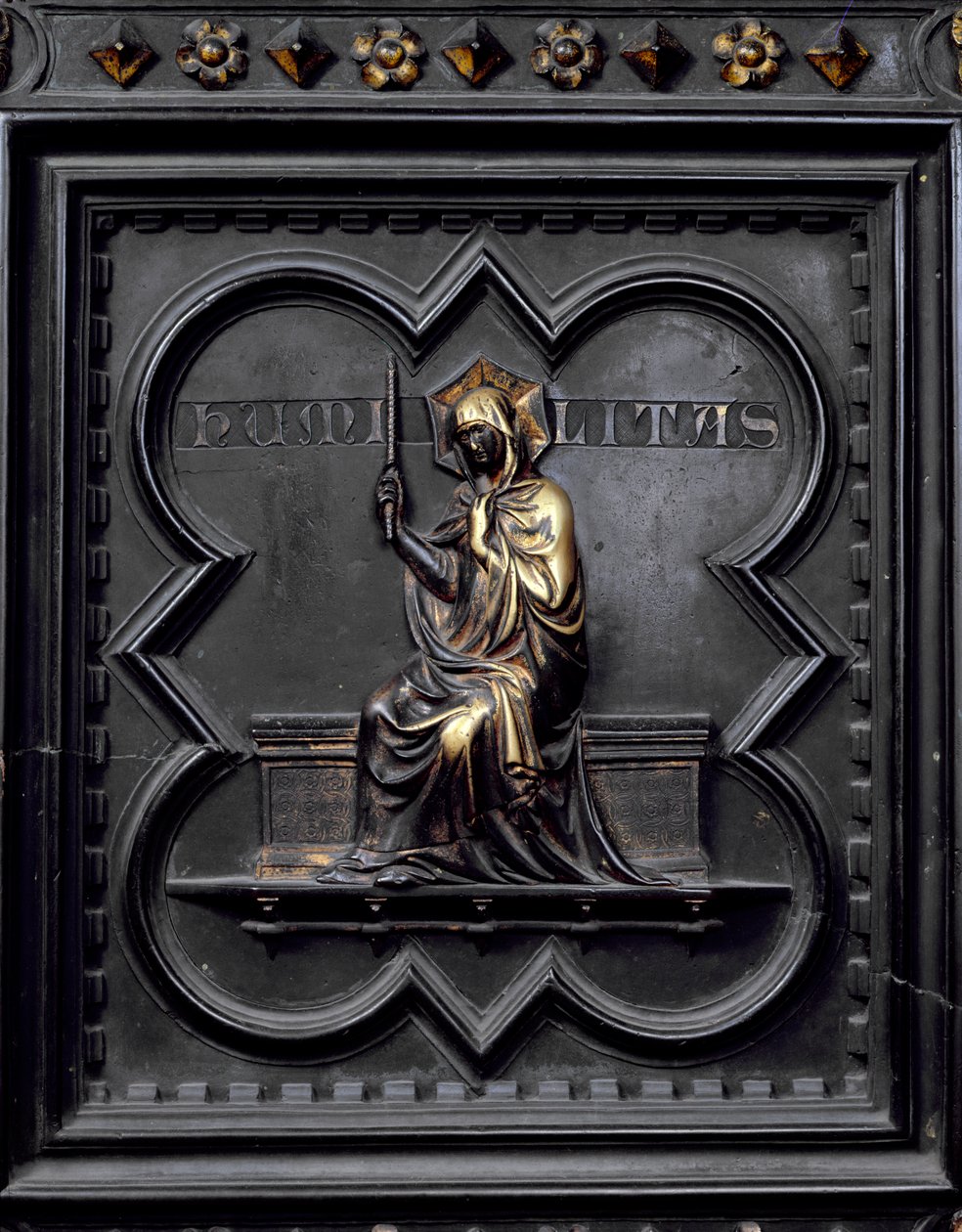 Humildade, painel D das Portas do Sul do Batistério de San Giovanni, 1336 (bronze) de Andrea Pisano