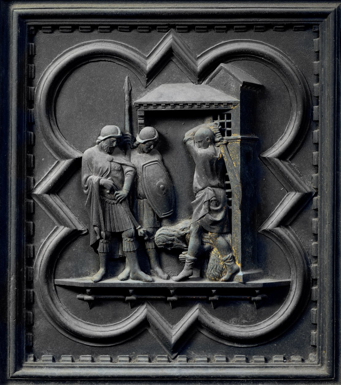 A Decapitação de São João Batista, décimo sexto painel das Portas do Sul do Batistério de San Giovanni, 1336 (bronze) de Andrea Pisano