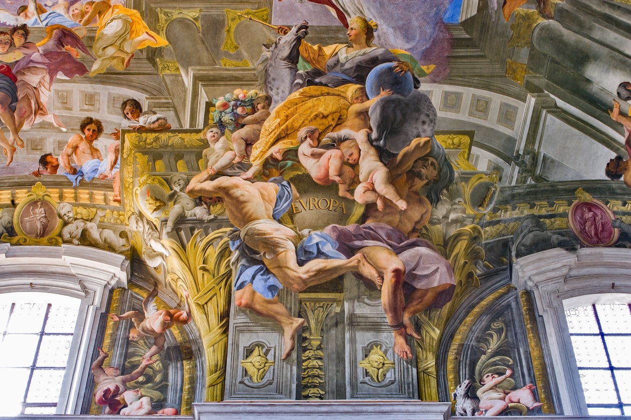 Europa, detalhe das alegorias dos continentes de Andrea Pozzo