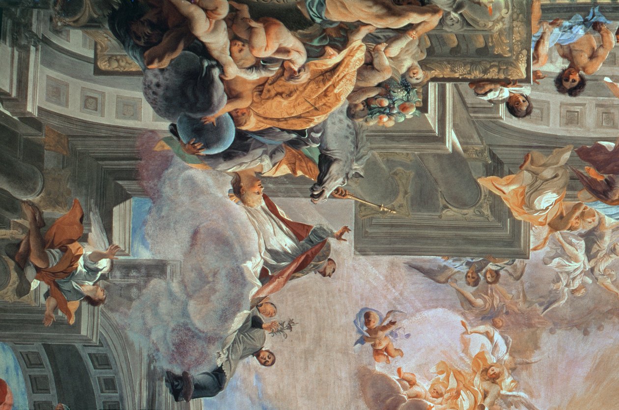 A entrada de Santo Inácio no Paraíso, c.1707 (detalhe de 101901) de Andrea Pozzo
