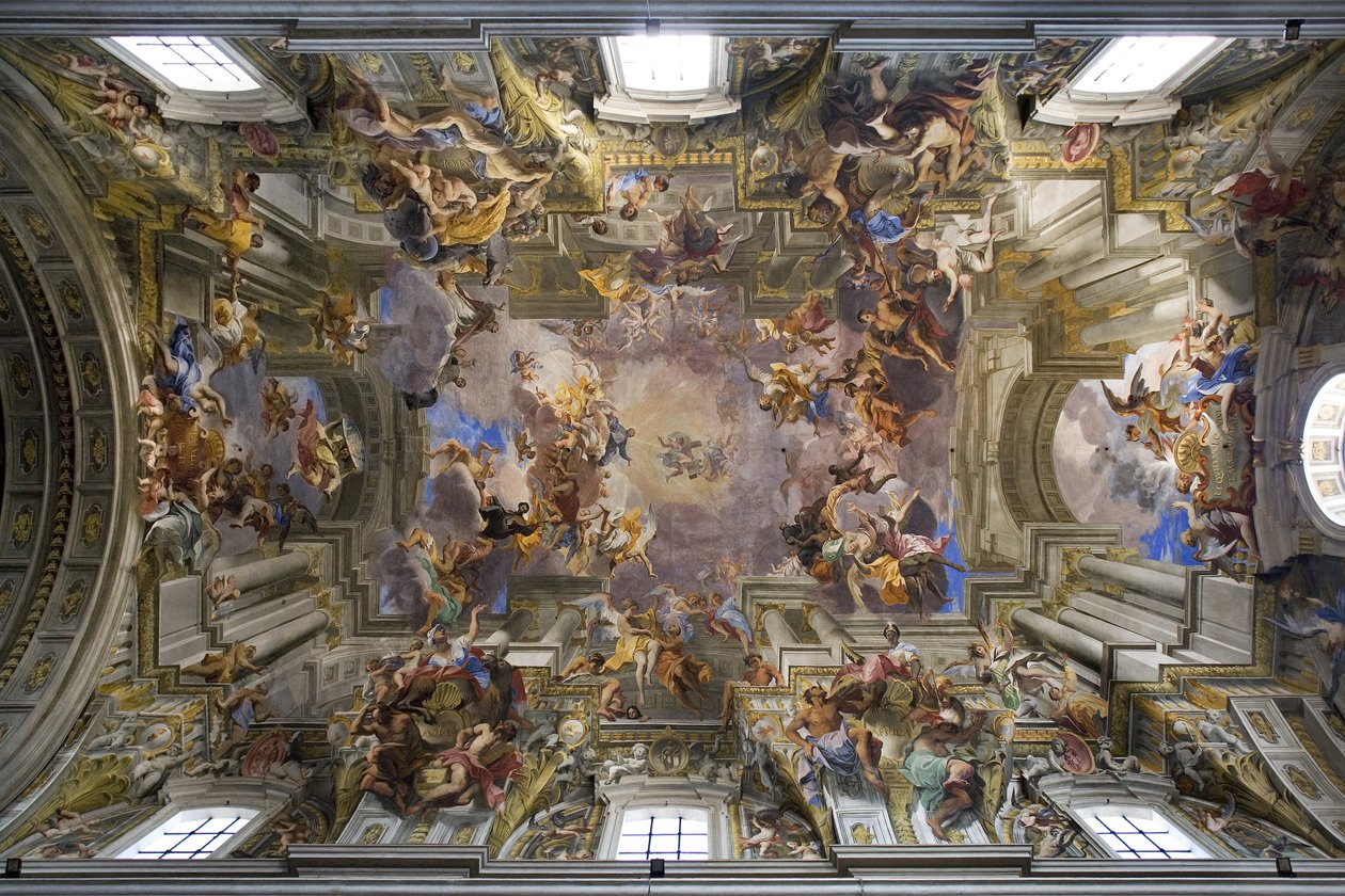 Abóbada da Igreja de Santo Inácio de Loyola em Roma, afresco em trompe l