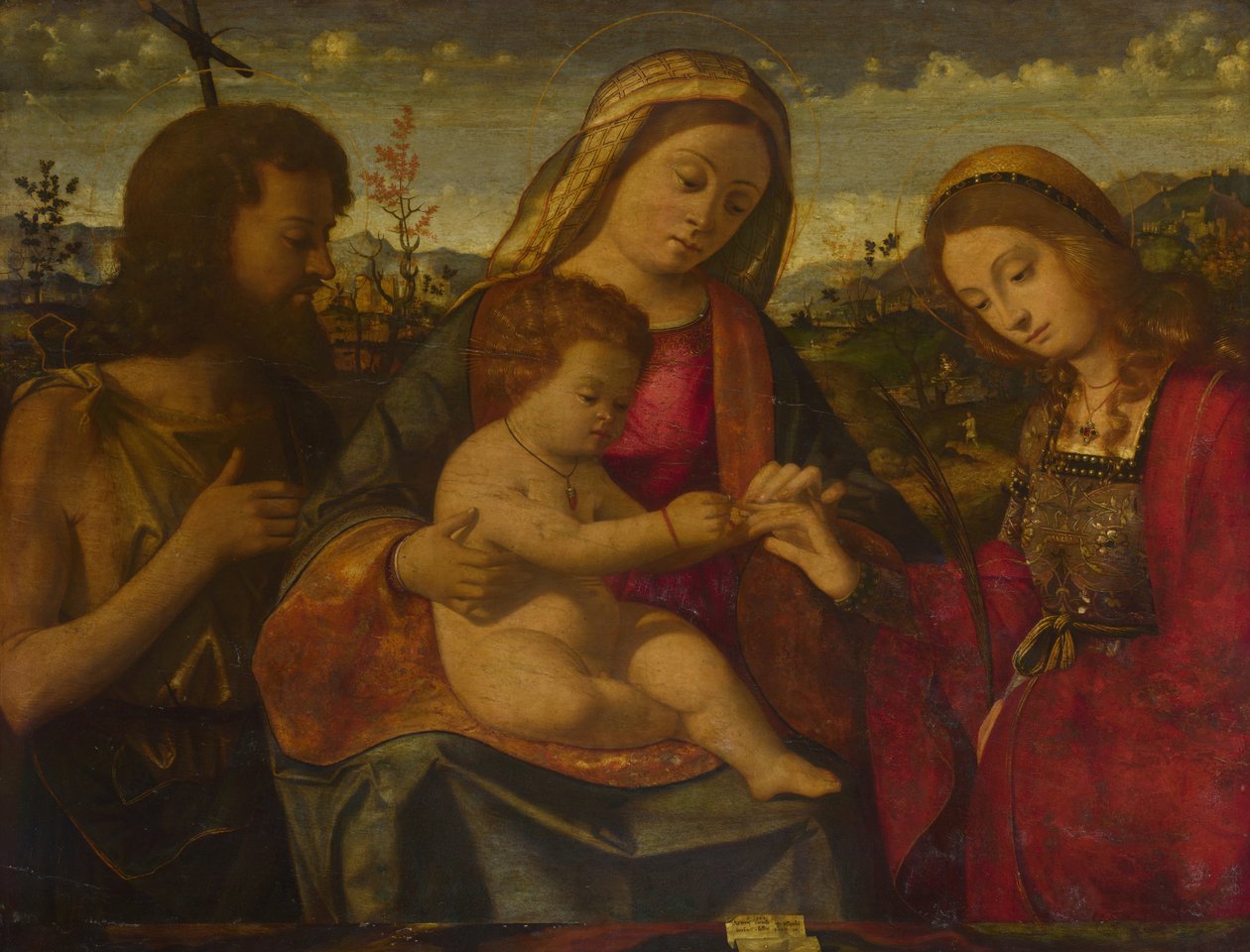 A Virgem e o Menino com os Santos João Batista e Catarina, 1504 de Andrea Previtali