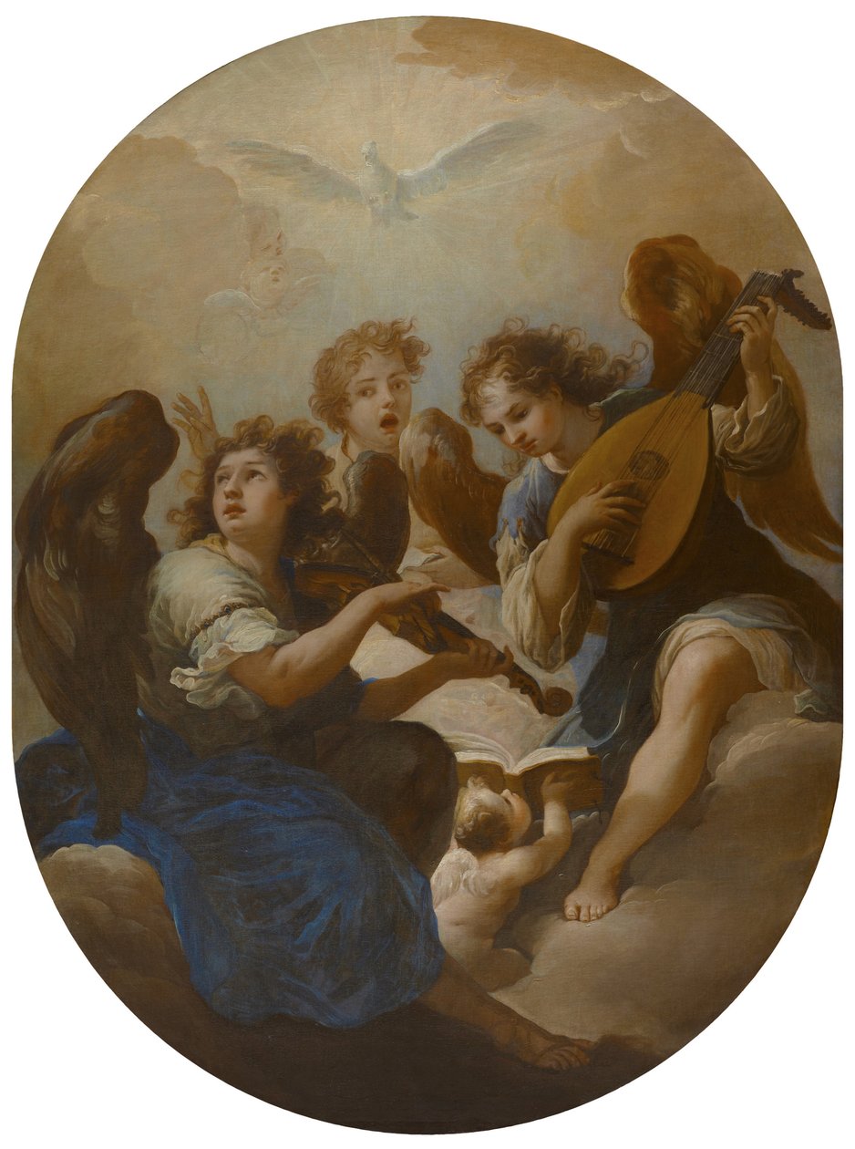 Três anjos da música, antes de 1720 de Andrea Procaccini