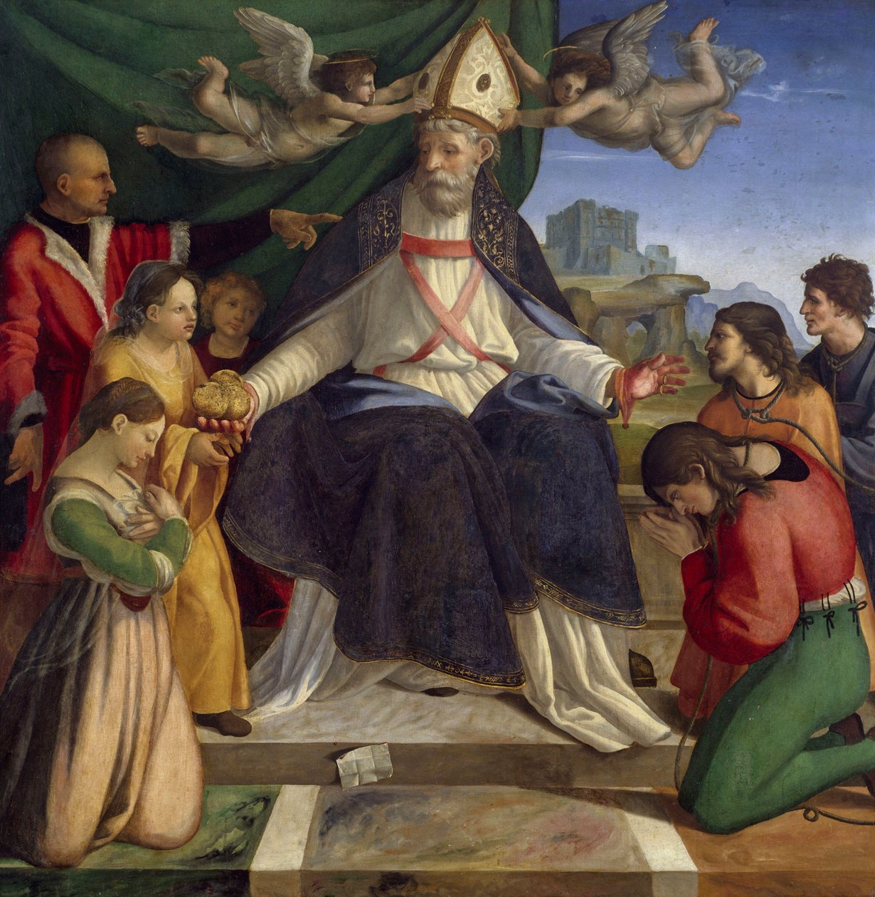 São Nicolau de Bari entronizado de Andrea Sabatini