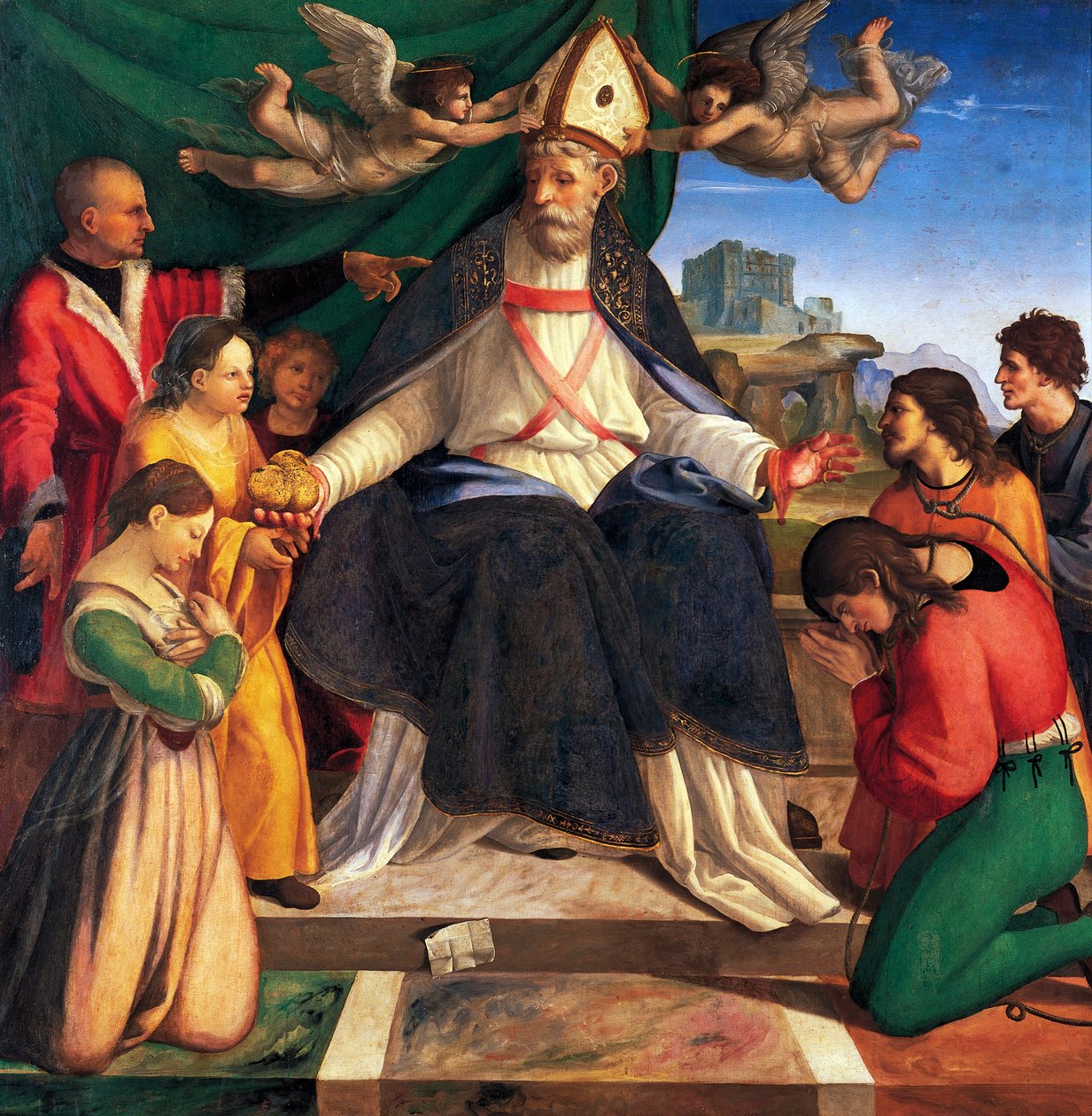 São Nicolau de Bari entronizado por Andrea Sabatini (ca. 1484-1530), óleo sobre tela de Andrea Sabatini