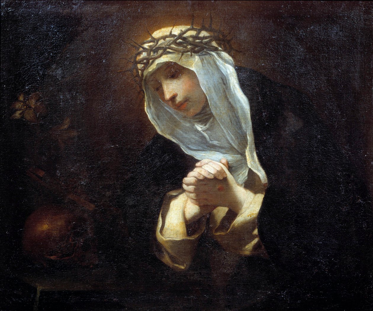 Representação de Santa Catarina de Siena (1347-1380) (óleo sobre tela) de Andrea Sacchi