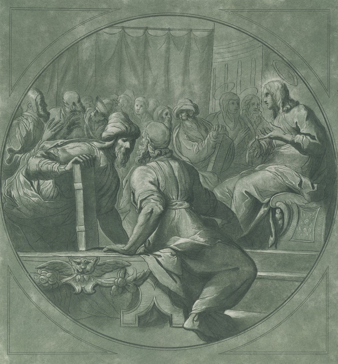 Cristo confundindo os médicos, 1750-70. de Andrea Scacciati