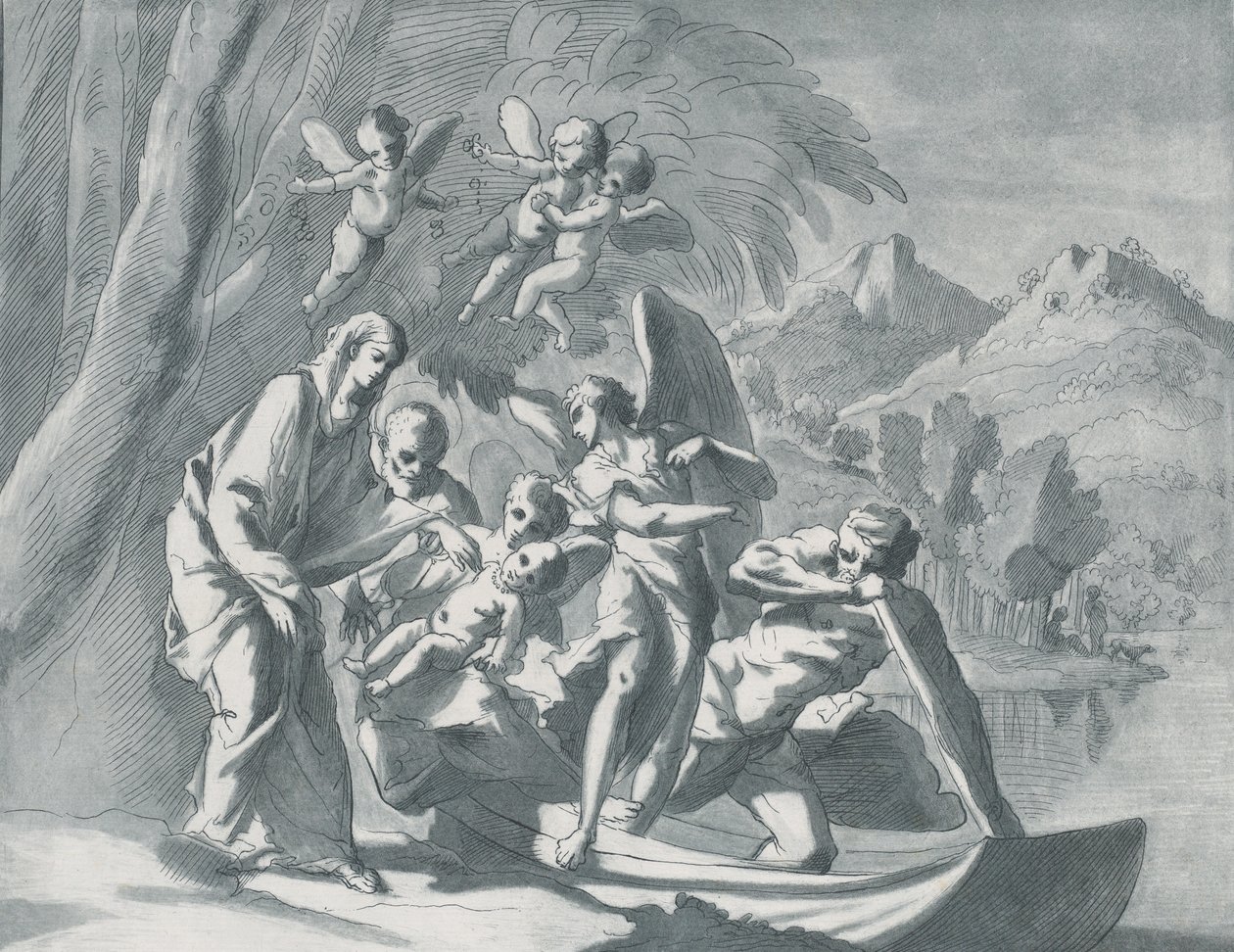 O resto na Fuga para o Egito, 1740-71. de Andrea Scacciati