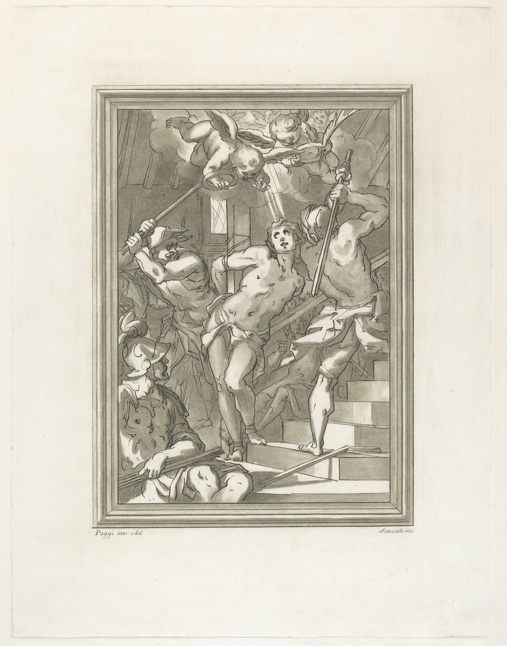 Flagelação de um santo de Andrea Scacciati after Giovanni Battista Paggi