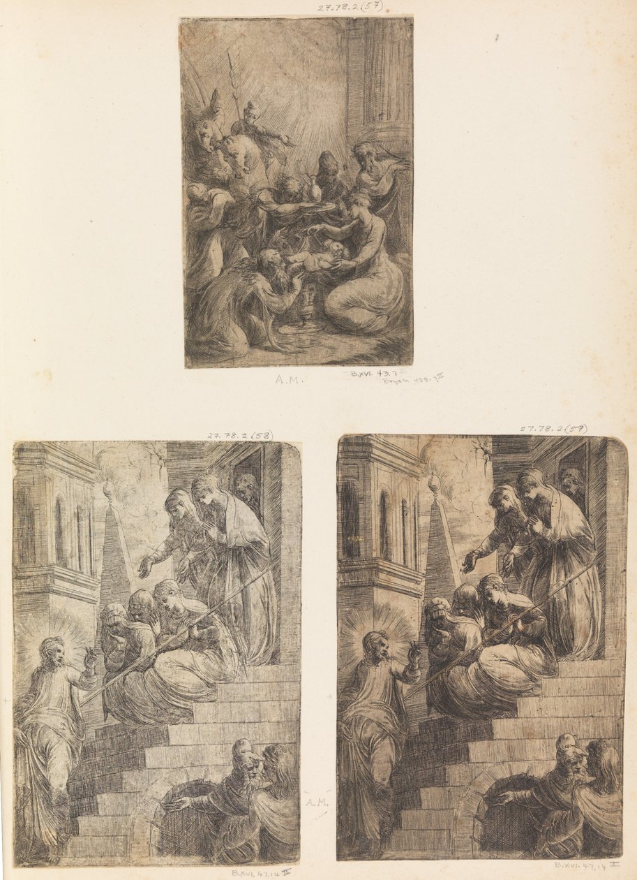 Adoração dos Magos, Cristo e as Mulheres na Escadaria, c. 1541-44. de Andrea Schiavone