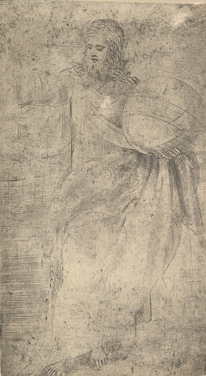 Cristo como o Salvador segurando um globo, de Cristo e os Apóstolos, ca. 1548-50. de Andrea Schiavone