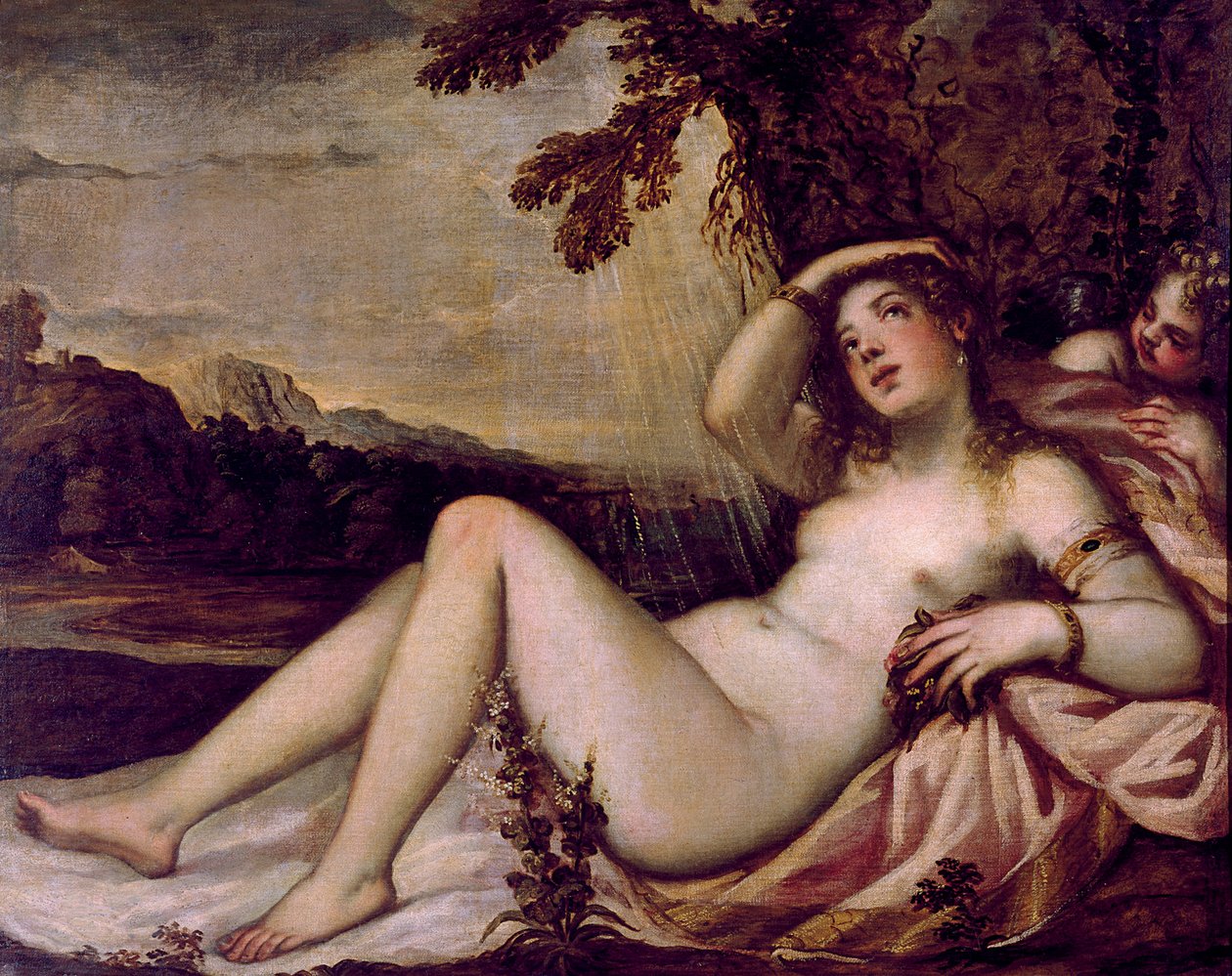 Danae, meados do século XVI. de Andrea Schiavone