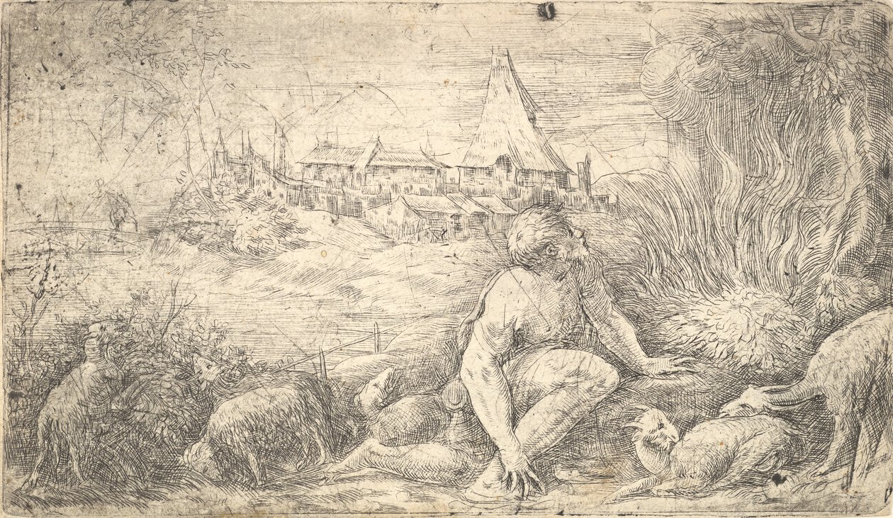Moisés e a sarça ardente, ca. 1544-47. de Andrea Schiavone