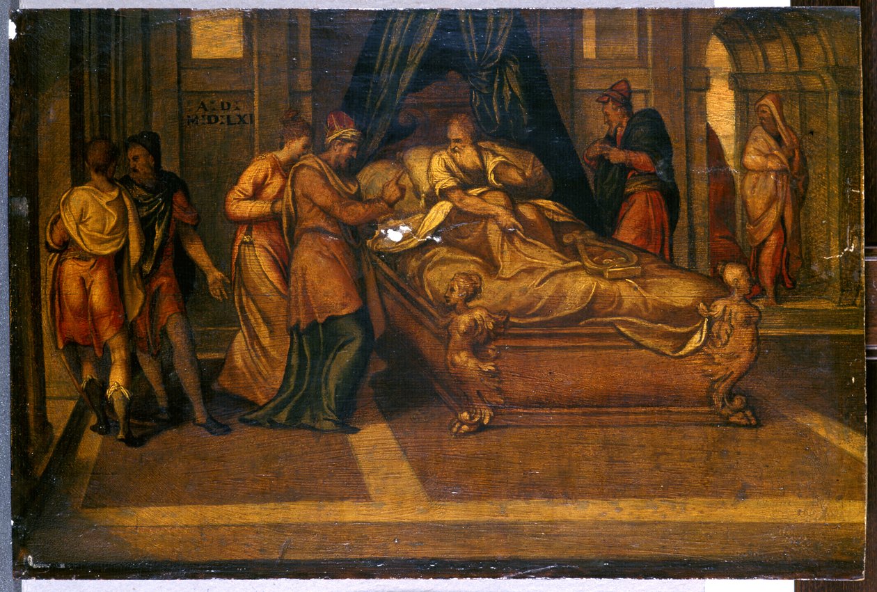 Cenas da História de Davi, 1561 (tempera sobre pinheiro) de Andrea Schiavone
