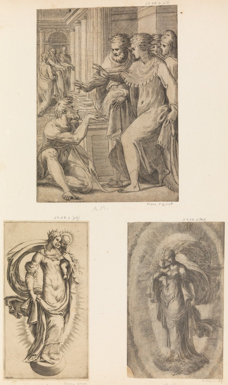 São Pedro e São João Curando o Coxo, Virgem e Menino, ca. 1543-60. de Andrea Schiavone