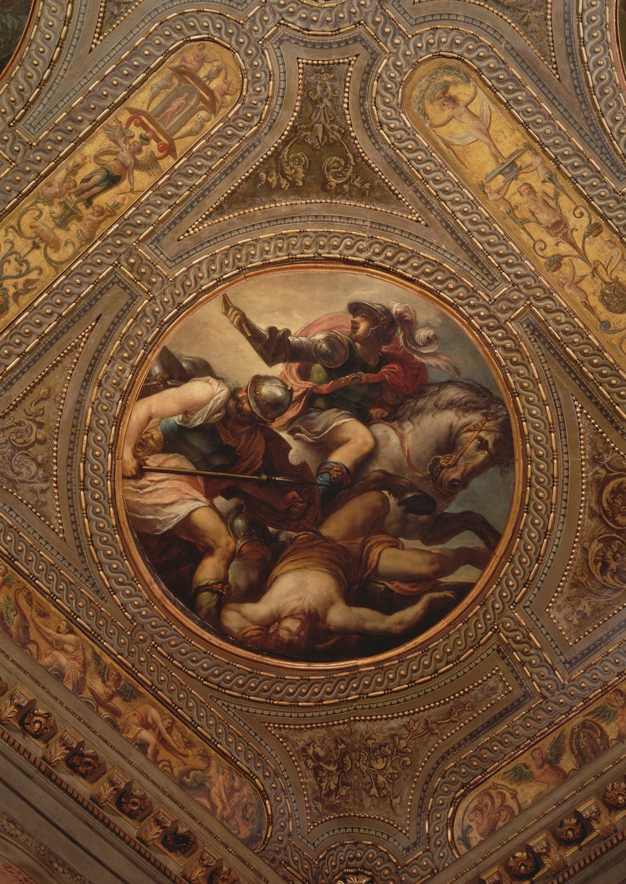 A força das armas, do teto da biblioteca, 1556 de Andrea Schiavone
