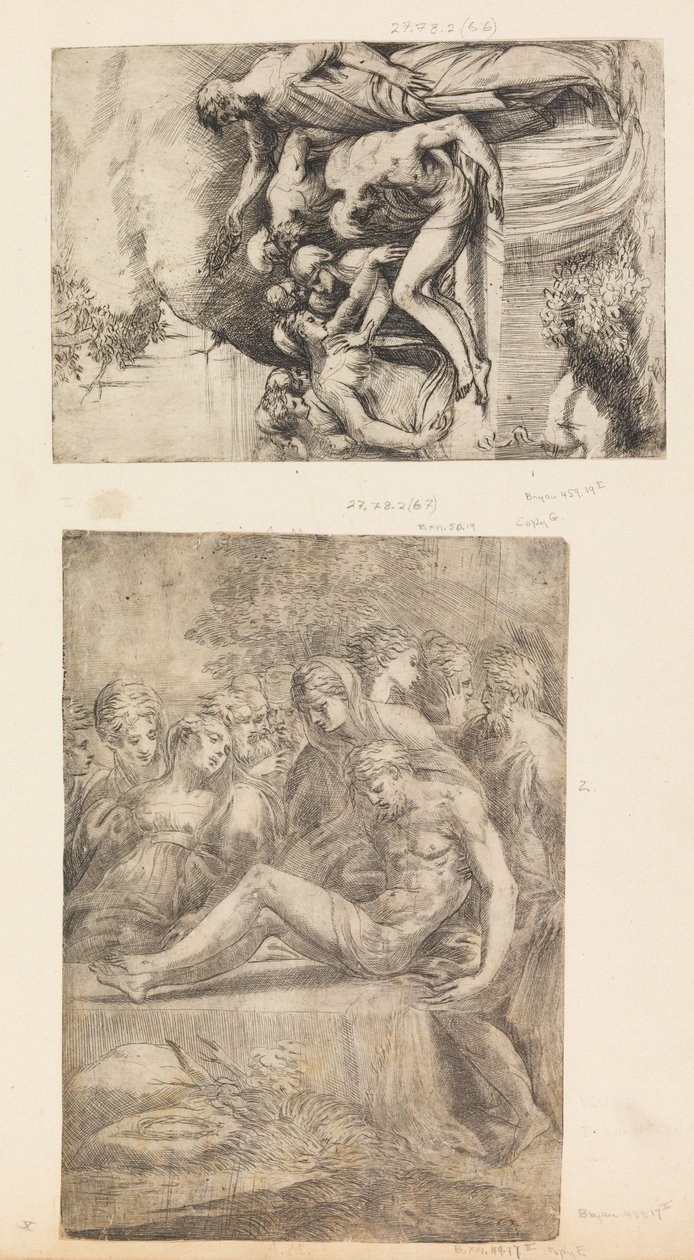 A Lamentação Sobre o Cristo Morto, c. 1545-50. de Andrea Schiavone