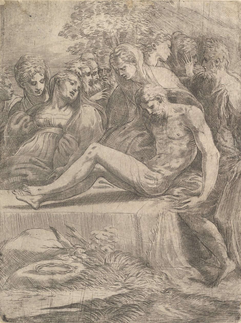 A lamentação sobre o Cristo morto, ca. 1545-50. de Andrea Schiavone