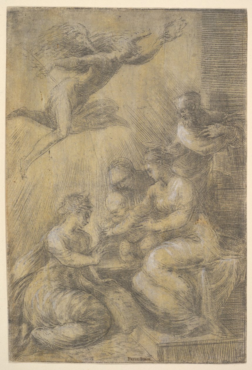 O casamento místico de Santa Catarina, ca. 1550 de Andrea Schiavone