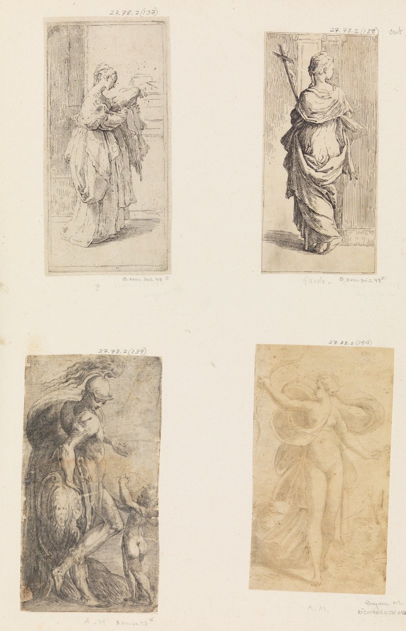 Duas mulheres, Marte e Cupido, Diana, ca. 1536-38. de Andrea Schiavone