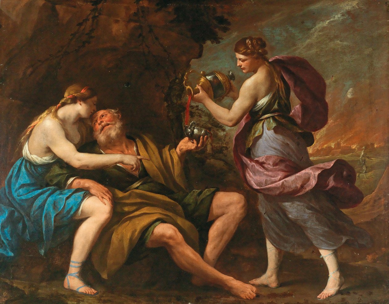 Ló e suas filhas, década de 1650. de Andrea Vaccaro