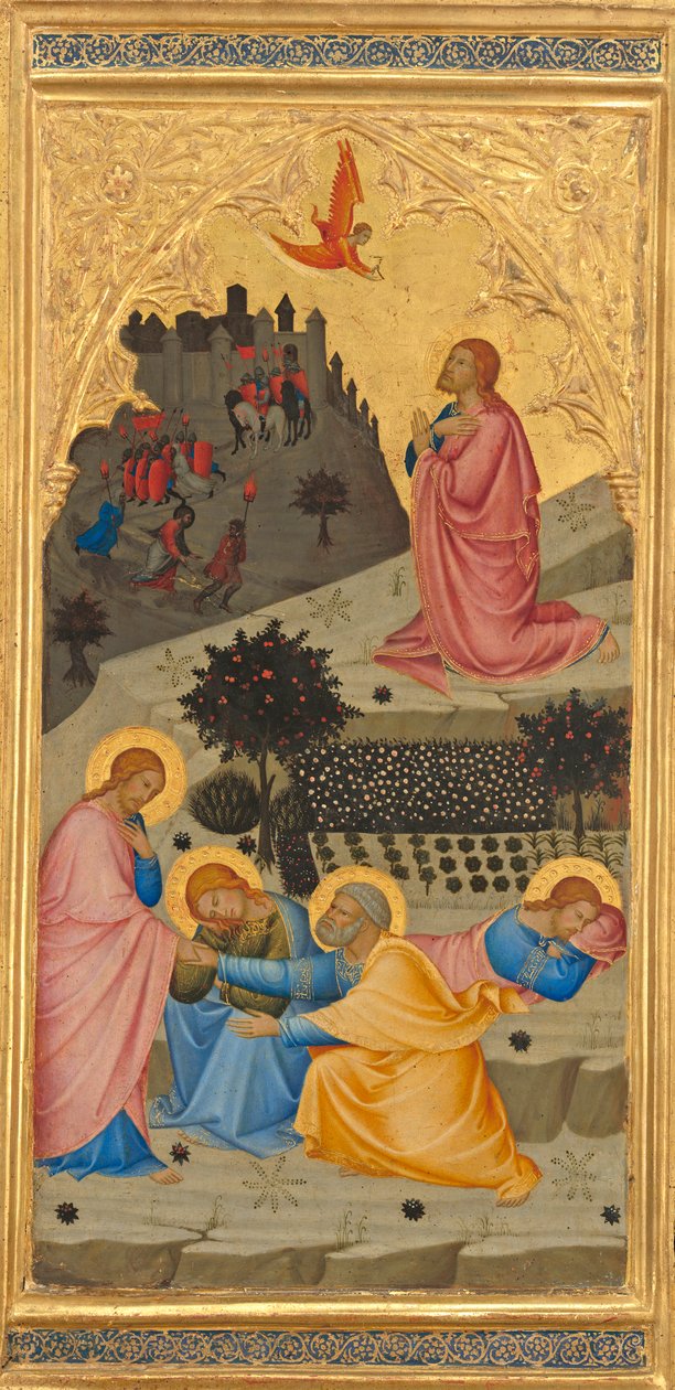 A Agonia no Jardim, c.1380 (têmpera de ovo e folha de ouro no painel de madeira) de Andrea Vanni