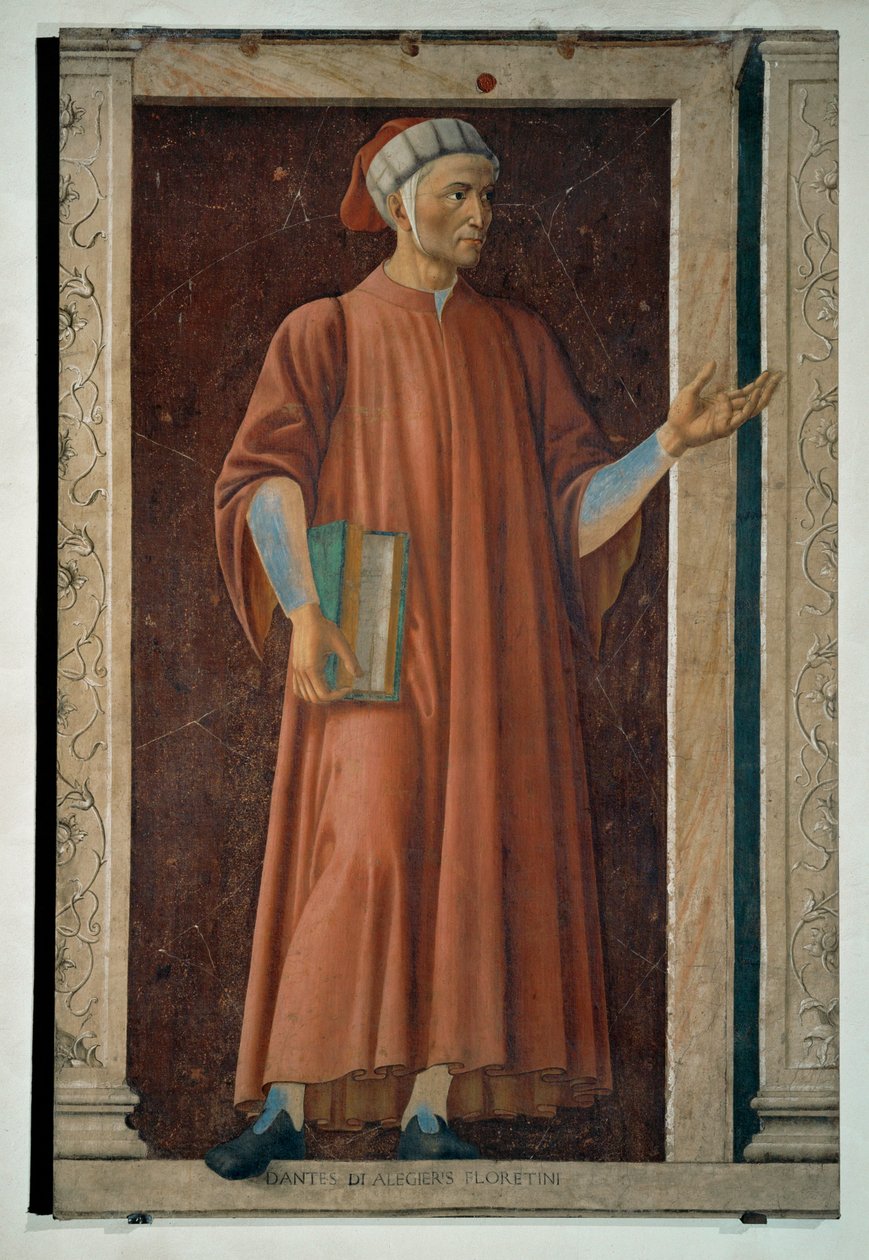 Dante Alighieri, poeta, pintado (pintura sobre tela) de Andrea del Castagno