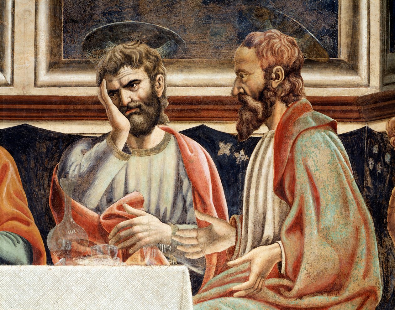 Última ceia, detalhe de Tiago, filho de Alfeu e Simão (Fresco de Andrea del Castagno