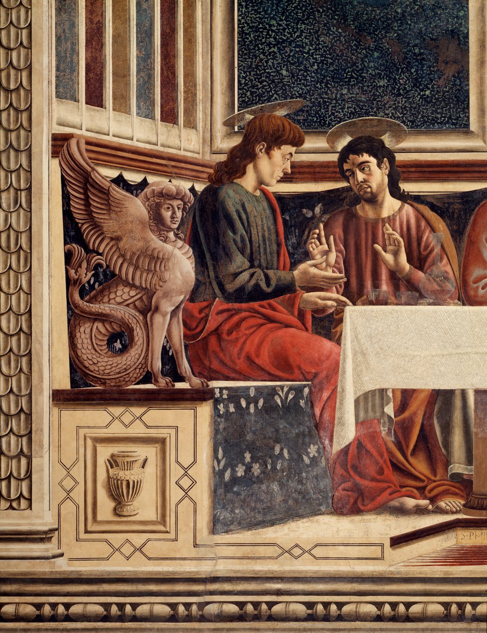 Última ceia, detalhe de Philip e Matthew (Fresco de Andrea del Castagno