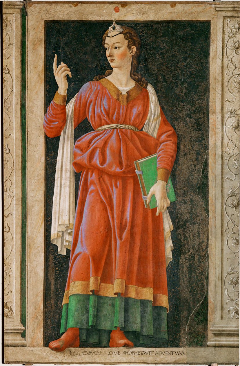 A Sibila de Cumae, cerca de 1450, da famosa série de homens e mulheres pintada para a Villa Carducci em Legnaia (pintura sobre tela) de Andrea del Castagno