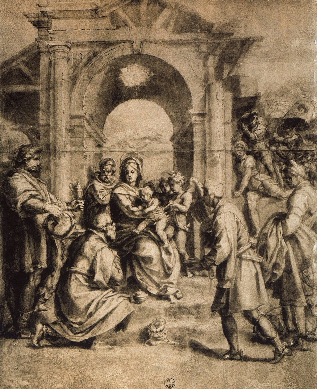 Adoração dos Magos, desenho de Andrea del Sarto. Gabinete de Desenhos e Gravuras, Uffizi, Florença de Andrea del Sarto