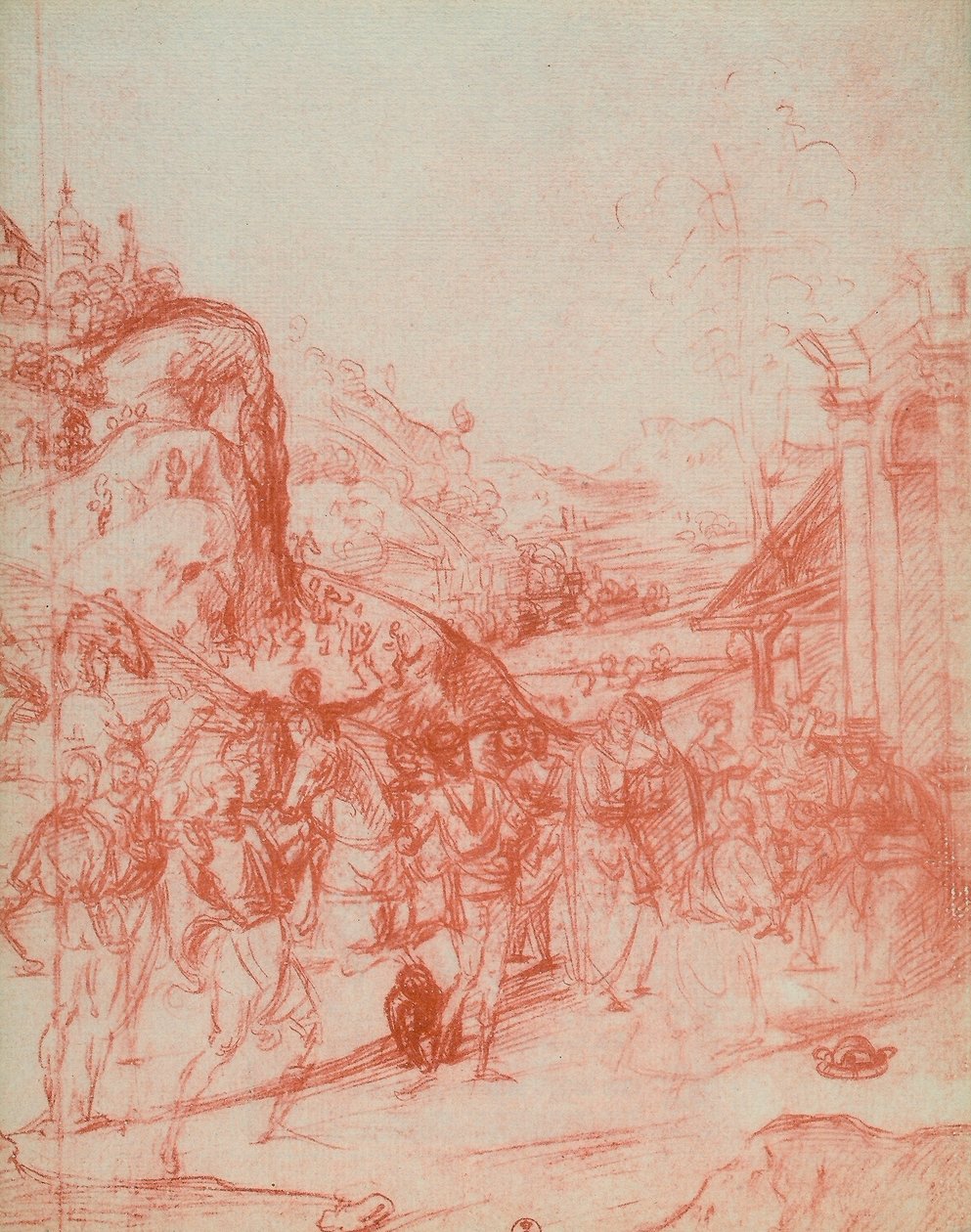 Adoração dos Magos, desenho de Andrea del Sarto. Gabinete de Desenhos e Gravuras, Galeria Uffizi, Florença de Andrea del Sarto
