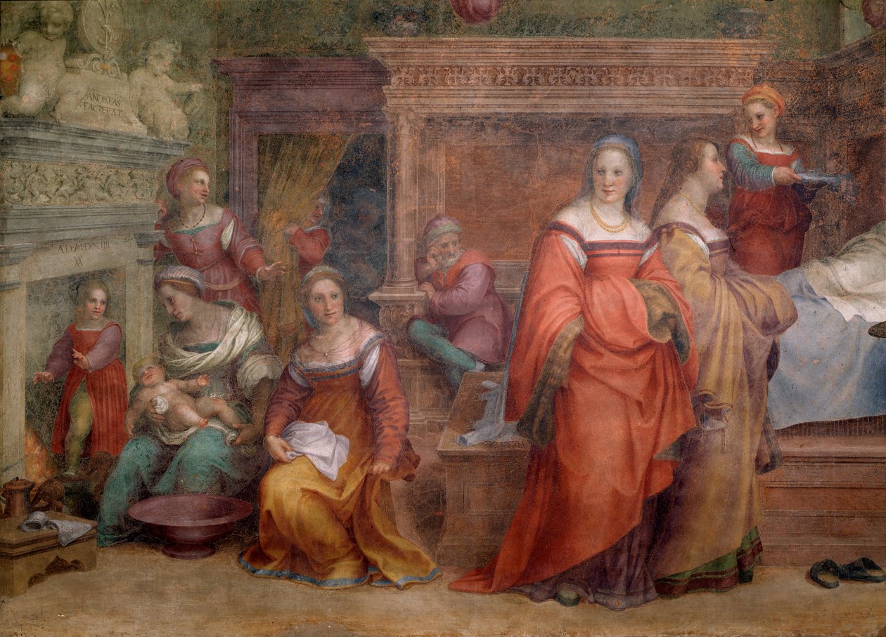 Nascimento da Virgem (Detalhe Fresco de Andrea del Sarto