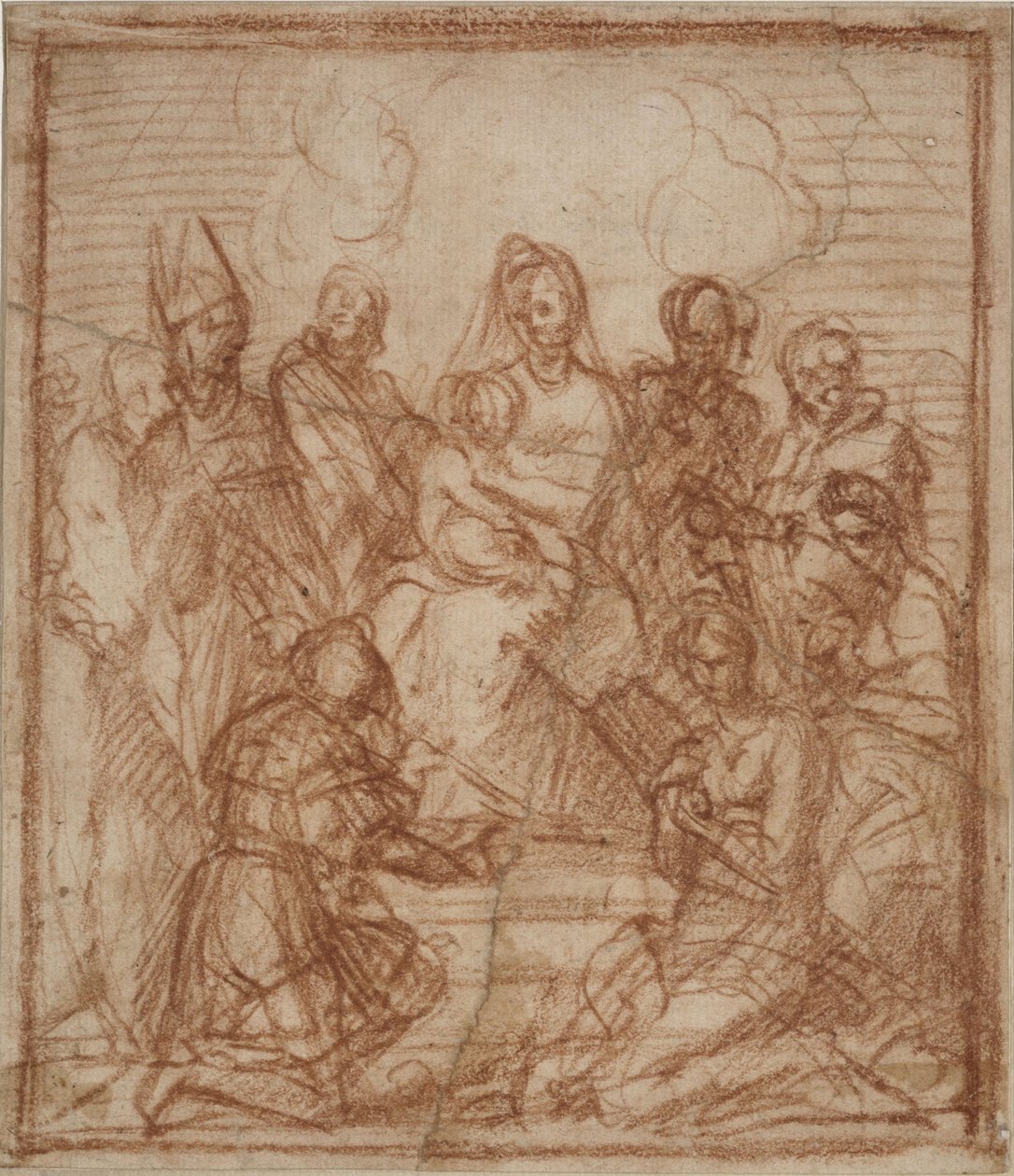 Madonna entronizada com criança e oito santos Estudo de composição, 1528 de Andrea del Sarto