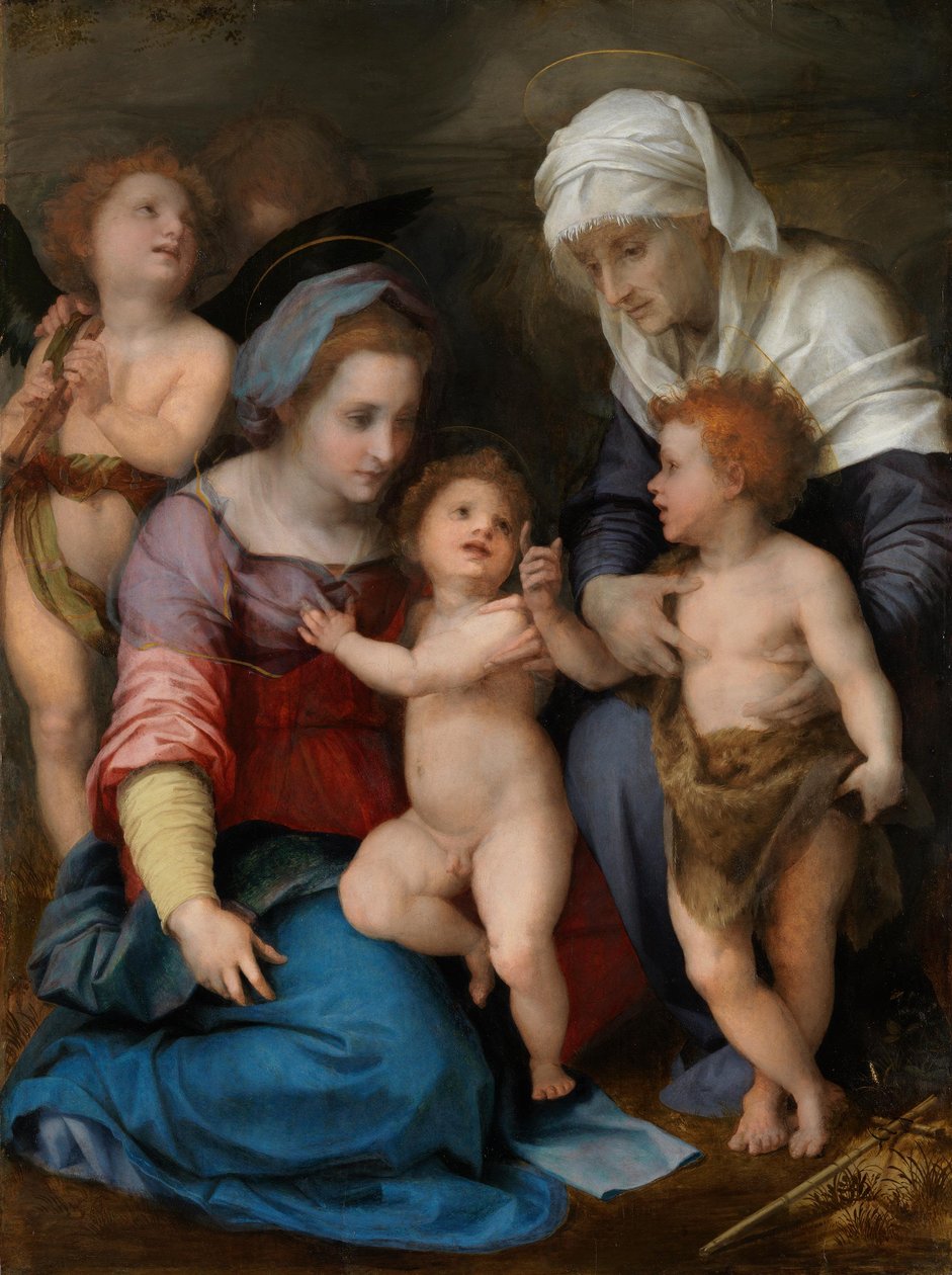 Sagrada Família (Maria com o Menino, o pequeno João, santa Isabel e dois anjos) de Andrea del Sarto