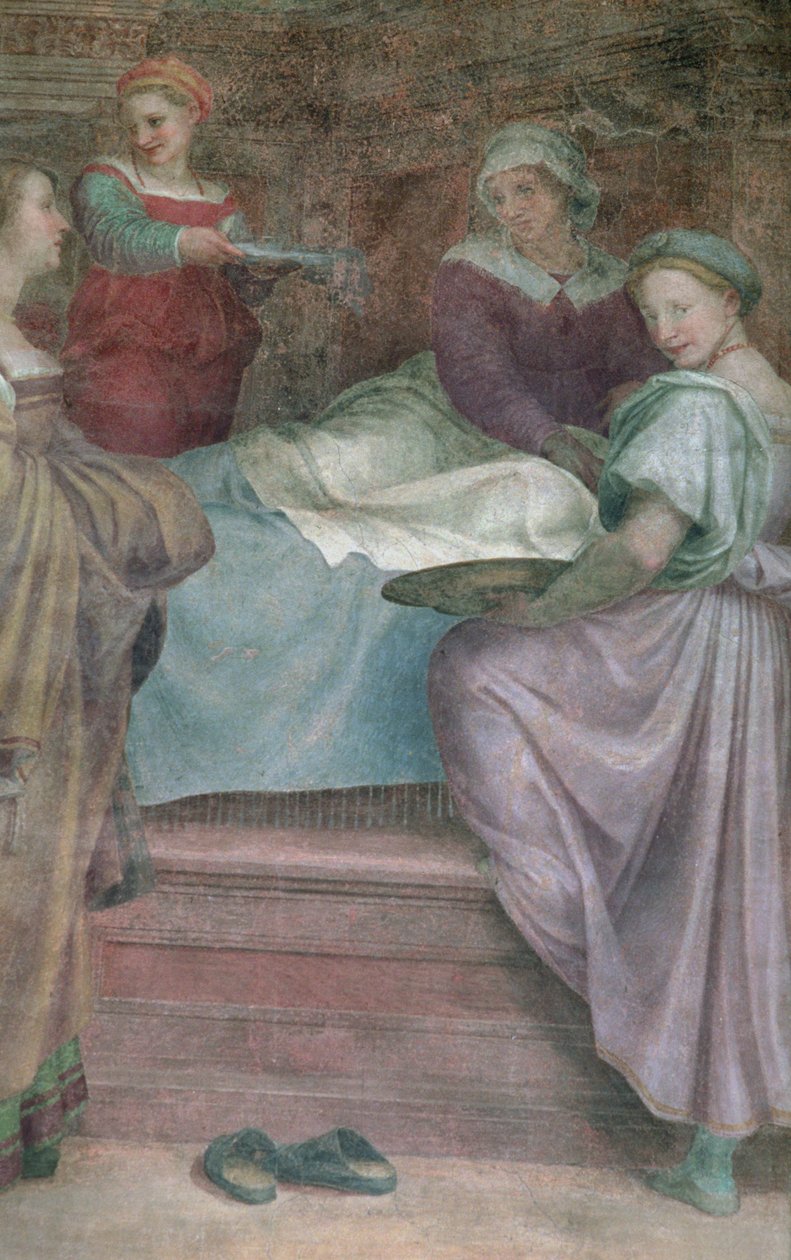Ladies in Waiting, detalhe do nascimento da Virgem de Andrea del Sarto