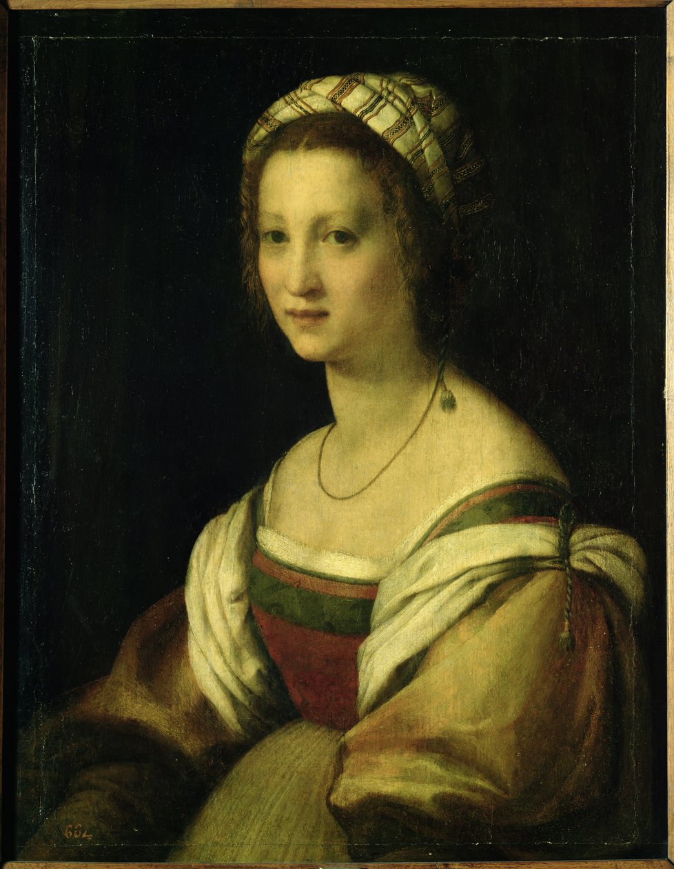 Lucrezia di Baccio del Fede, esposa do artista, c.1513 - 14 (óleo sobre painel) de Andrea del Sarto