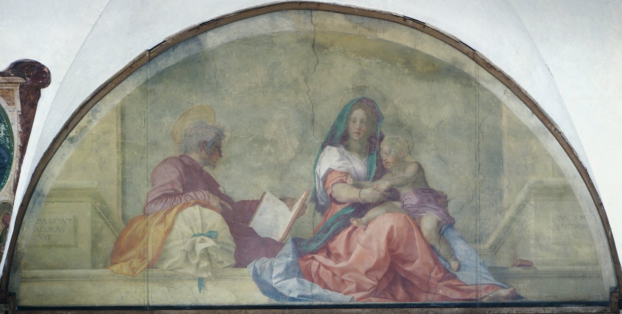 Lunetas mostrando Madonna del Sacco de Andrea del Sarto (1486-1530), afresco de Andrea del Sarto