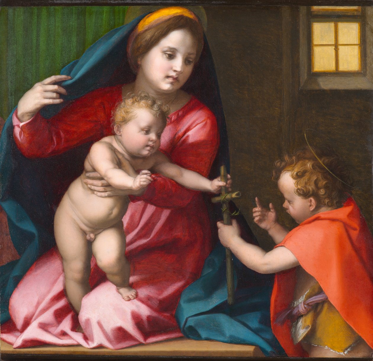 Madonna e Criança com São João Batista, por volta de 1528 (óleo no painel) de Andrea del Sarto