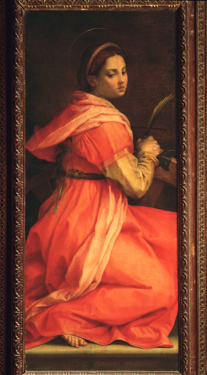 Santa Catarina de Alexandria, Altarpiece of St. Agnes (Pintura,1525-1528) de Andrea del Sarto